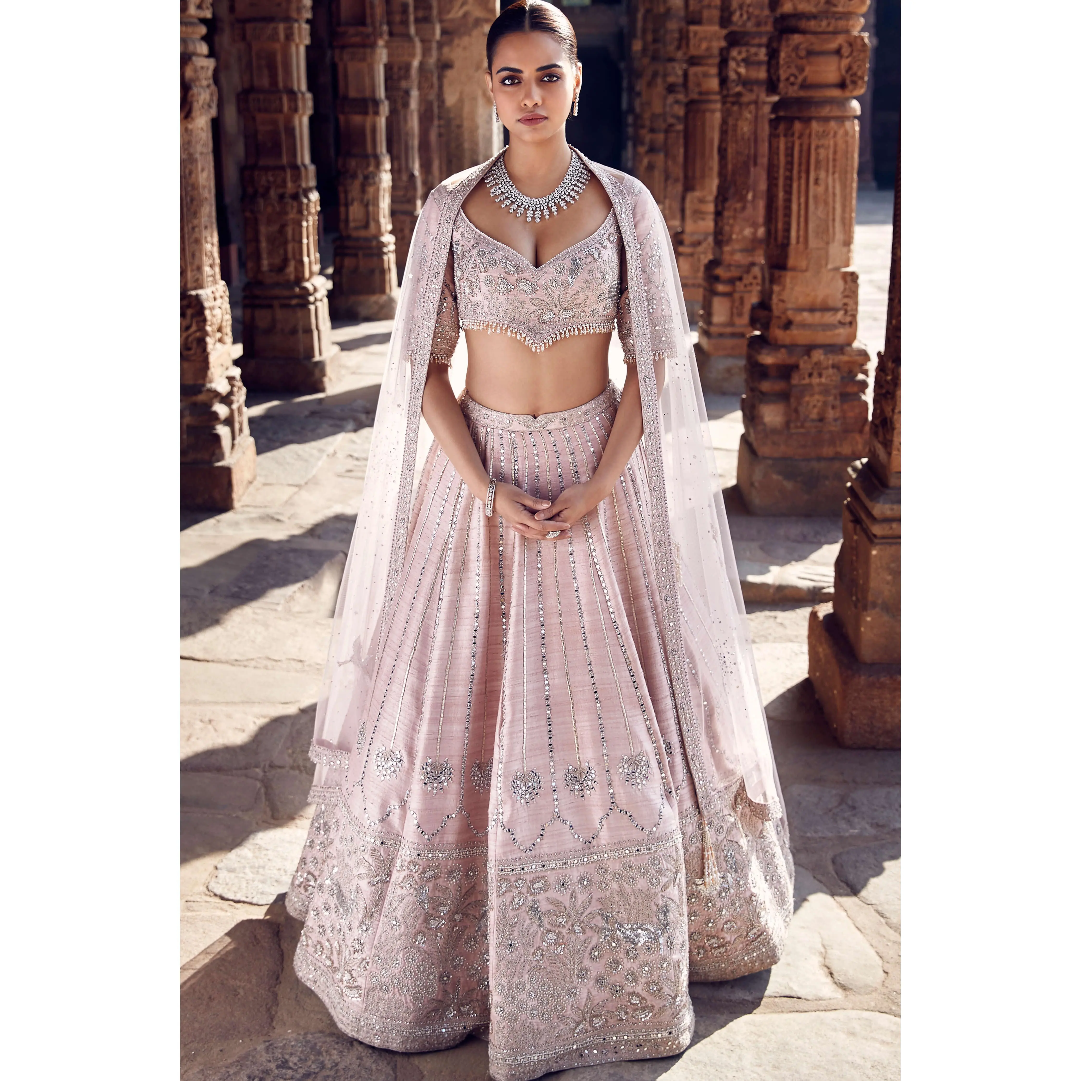 Blush pink tulip sheesha gota lehenga set