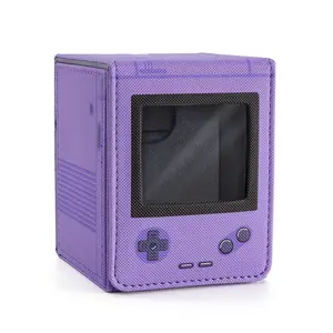 Retro Gaming Console Appearance MTG Deck Box with Commander Display, Card Deck Case Fit 120 Single Sleeved Cards, PU Leather Magnetic Card Storage Box with 2 Dividers, Compatible with TCG/PTCG