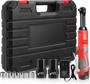 Extended Cordless Ratchet Wrench Electric Wrenches Set 3/8" 18V 45 ft-lbs 400RPM Power, 2 Battery 2.0Ah Lithium-Ion,  Impact Tool Kit Heavy Duty Repair