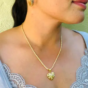 18k Gold plated Rope Chain with Nugget heart
