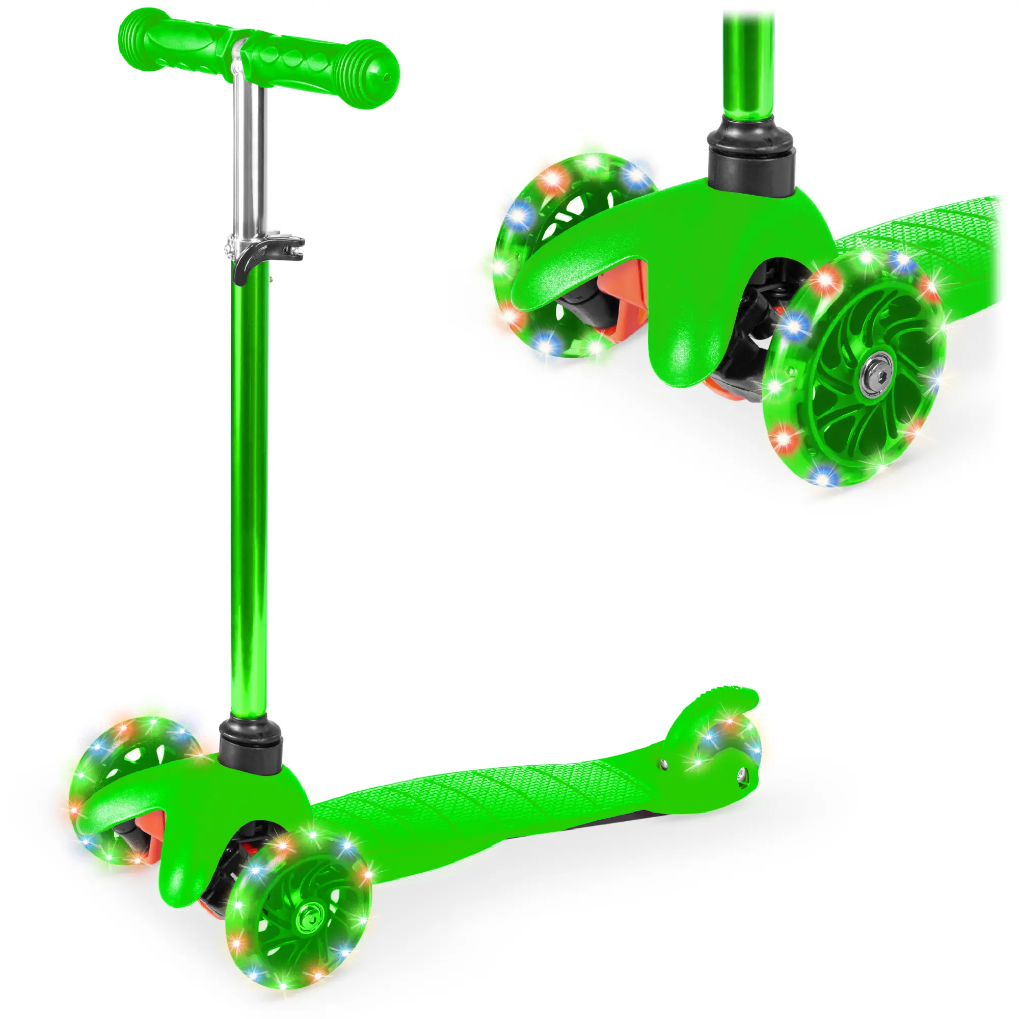 Best Choice Products Kids Mini Kick Scooter Toy w/ Light-Up Wheels and Height Adjustable T-Bar