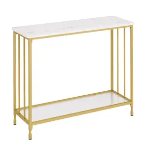 Industrial Narrow Console Table with 2-Tier Open Storage – Slim Entryway Sofa Side Table for Hallway, Living Room, or Bedroom, Easy Assembly, Wood and Metal Structure, 41.3 Inch