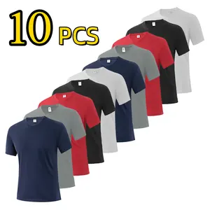Men's 5/10-Pack Premium Lightweight Performance Tees | Quick-Dry Casual Short Sleeve Crewneck, Soft Tech Fabric Shirts for Travel, Vacation & Everyday Wear