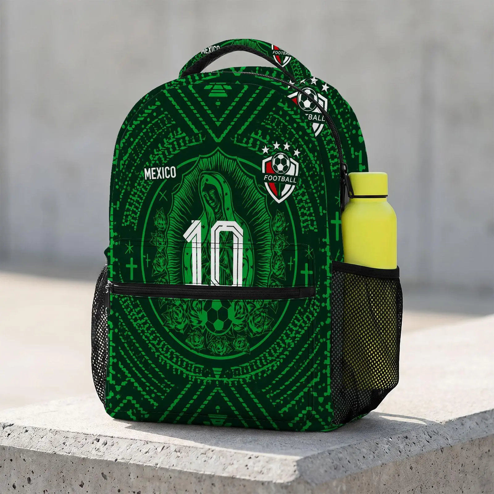 Mexico-Football Large Capacity Cute Cartoon Animal Travel Bag | Heavy Duty School Backpack with Chest Buckle | Kawaii Printed Bookbag for Boys and Girls