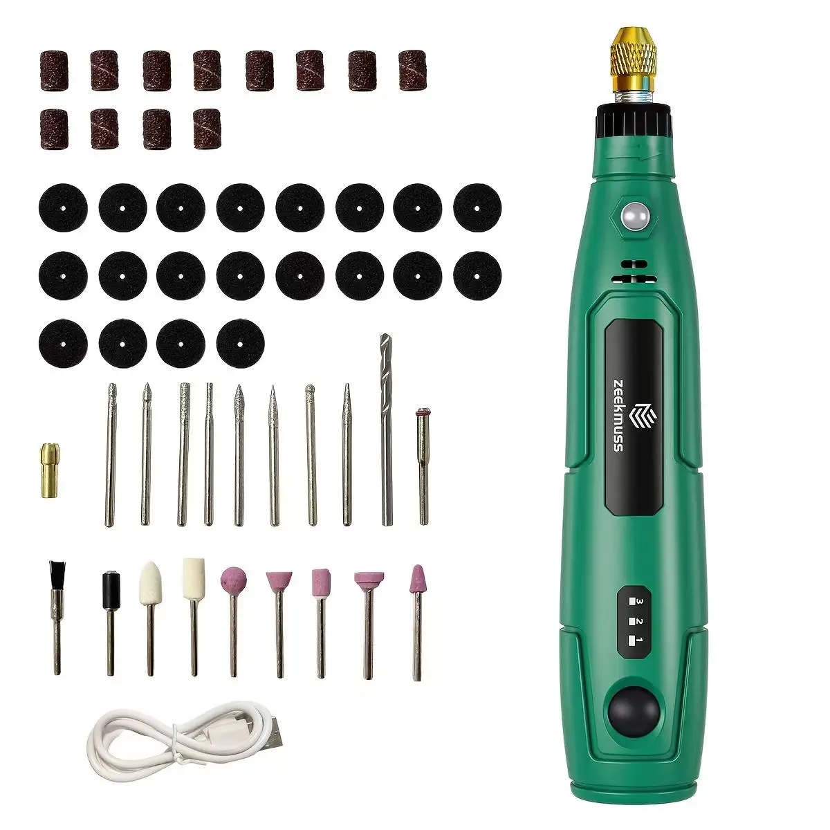 Mini Cordless Rotary Tool Set With USB Rechargeable 3.6V Motor, 3 Speeds - Ergonomic Design For Sanding, Polishing, Drilling, Etching & DIY Crafts, Includes Multiple Bits & Accessories, Rotary Tool Accessories