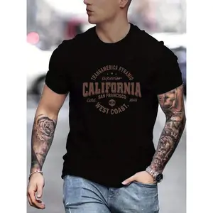 Men's PIER 39 San Francisco Graphic T-Shirt - Cotton Round Neck Shortsleeve Loose-Fitting Stylish Casual Streetwear Top, Unisex Couple Match for Summer Outdoor Activities, Black