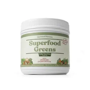 Optimal Human Superfood Greens Powder - 30 Servings with Ashwagandha, Lion's Mane, Cordyceps, Spirulina & Chlorophyll - 10 Billion CFU Probiotic & Digestive Enzymes - Natural Health Supplement for Adults - Edible Gut Capsules Fermented Beet Maca Root