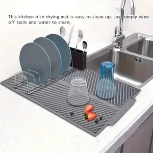 1 silicone drainage pad, dish drying pad, folding drainage pad, large drainage pad, drainage pad, heat-resistant pot pad, dishwasher safety tripod pad, kitchen accessories, Silicone Mat