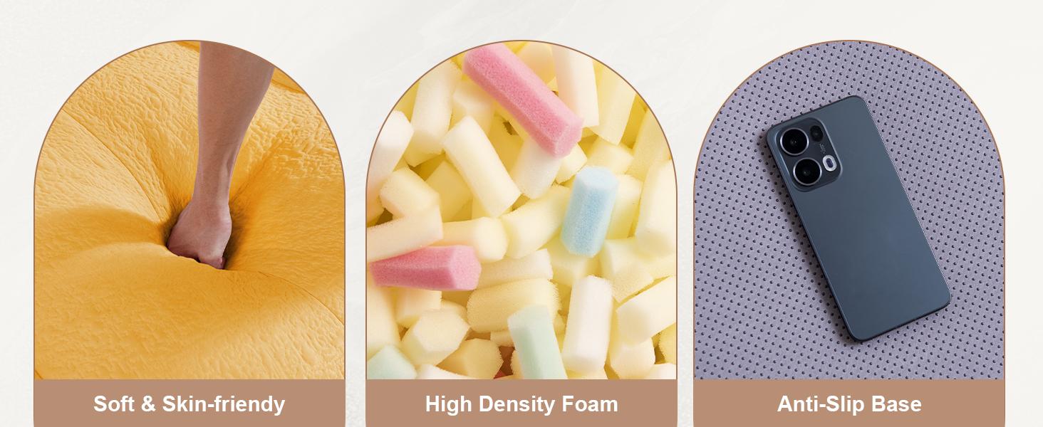 NABUMI 4FT Large Bean Bag Chair for Adults - Big Boneless Floor Chair with Foam Filling, Ergonomic Memory Foam Sofa, Oversized Bean Bag Sofa for Reading and Gaming in Bedroom, Living Room, Dorm, Yellow, Pink, White, Gray