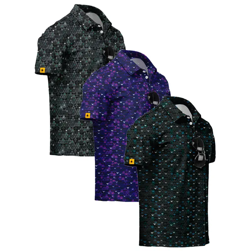 ZITY Men's 5-Pack Short-Sleeve Golf Polo Shirts, UPF 50+, Moisture-Wicking Performance Fabric, Print Patterns, Casual Wear Outdoor Office Menswear Long Formal Dress Coat Breathable Blazer Apparel