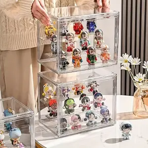 Clear Dustproof Stackable Action Figure Display Box, 1 Count Double Layer Acrylic Blind Box Storage Box, Doll Display Box, Collectible Box, Home Organizer for Living Room Bedroom