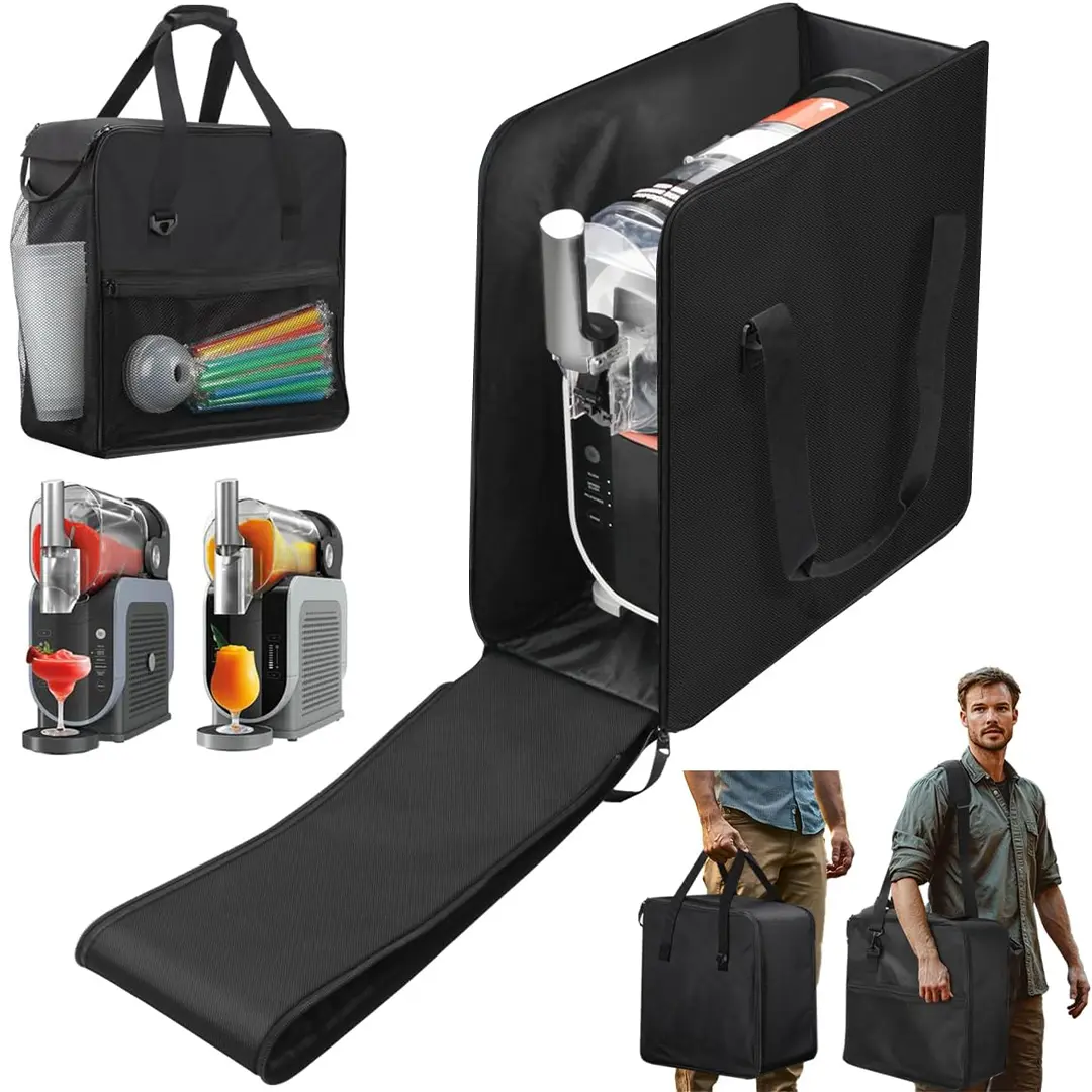 Carrying Bag for Ninja Slushie Machine FS301 & FS300, Portable Travel Tote Storage Bag with Front-Opening Design for Frozen Drink Maker, Thick Padded Protector for Machine Accessories Cotton Organiser Mesh Pearl