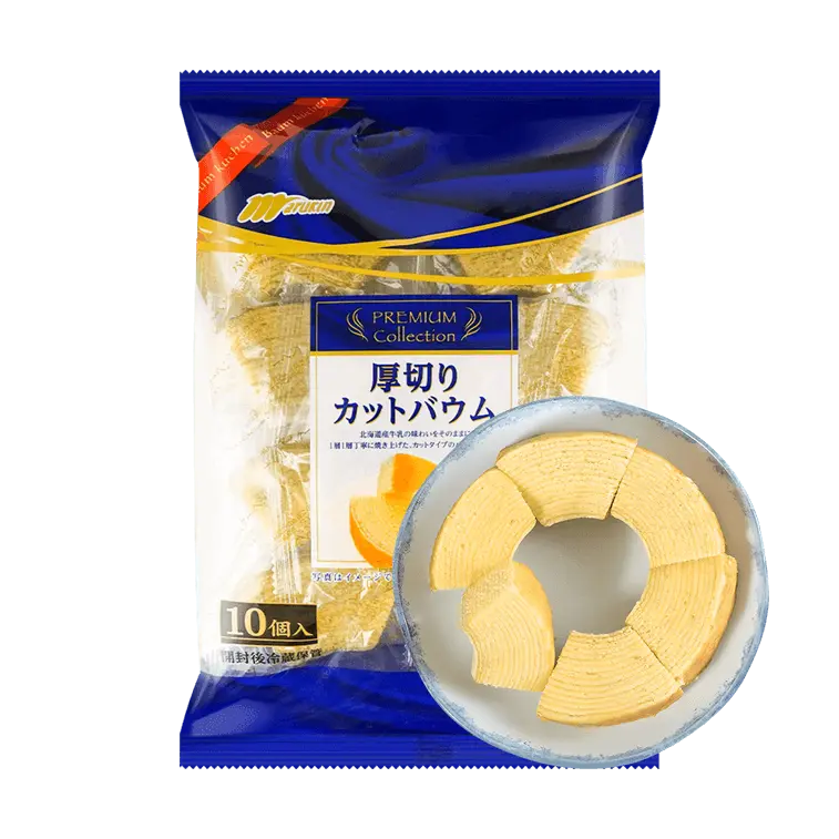 MARUKIN Hokkaido Milk Baumkuchen – Thick & Moist Layered Cake, 10 Pieces in , 8.46 oz Baking Milk Flour Perfume