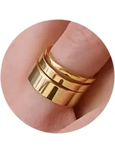 14K Gold Filled Rings for Women Gold Stacking Ring Set Stackable Band Rings Thick Thin Band Plain Pinky Thumb Ring Non Tarnish Comfort Fit Size 5-11