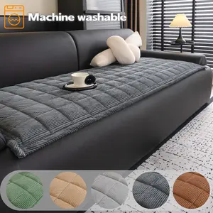 1PC Quilted Sofa Cover, Sofa Slipcover, Thick Corduroy Couch Seat Cover, Non-Slip Machine Washable Sofa Cushion Protector, Soft Breathable Furniture Pad, Anti-Scratch & Pet-Friendly Sofa Mat for 1/2/3/4-Seater, Sectional & L-Shaped Couch