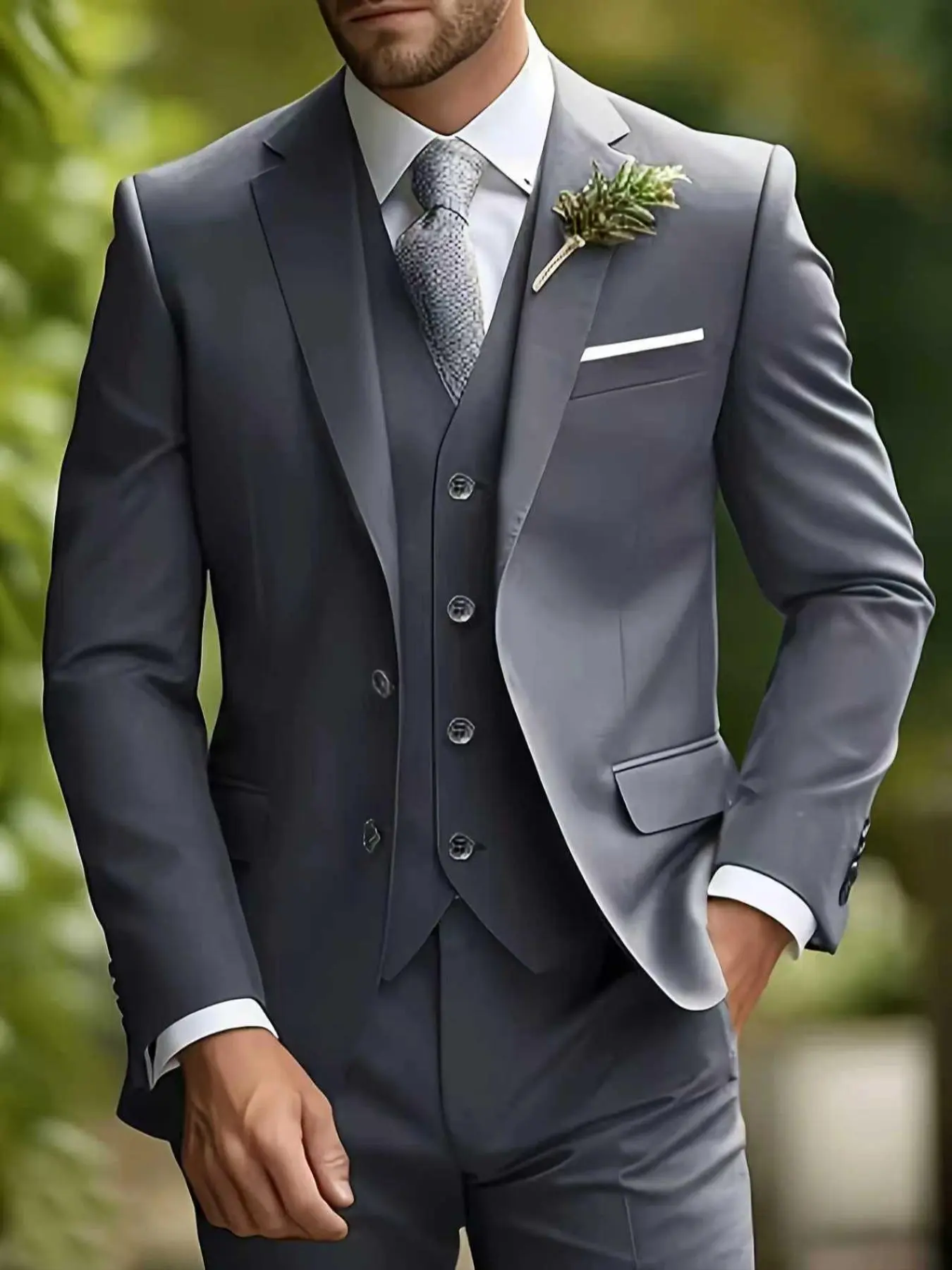 Men's Double-Breasted Long Sleeve Blazer Jacket, Spring & Fall New Slim Fit Formal Suit Coat, Business Casual Party Office Wear