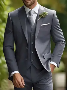 Men's Double-Breasted Long Sleeve Blazer Jacket, Spring & Fall New Slim Fit Formal Suit Coat, Business Casual Party Office Wear