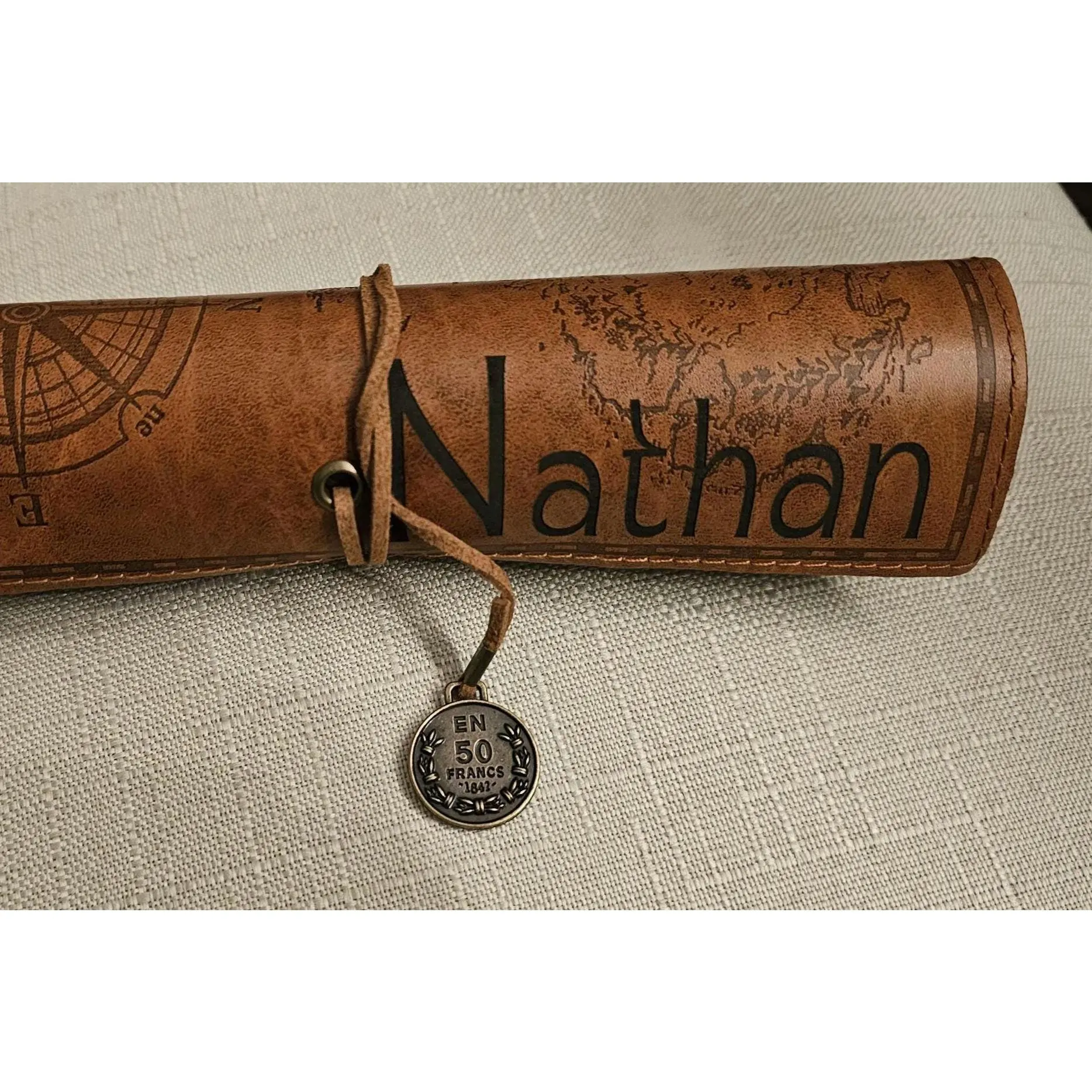 Personalized Leather Pencil Case - Custom Pen Holder Pouch for School, Office or Travel; Stylish Gift for Students and Artists