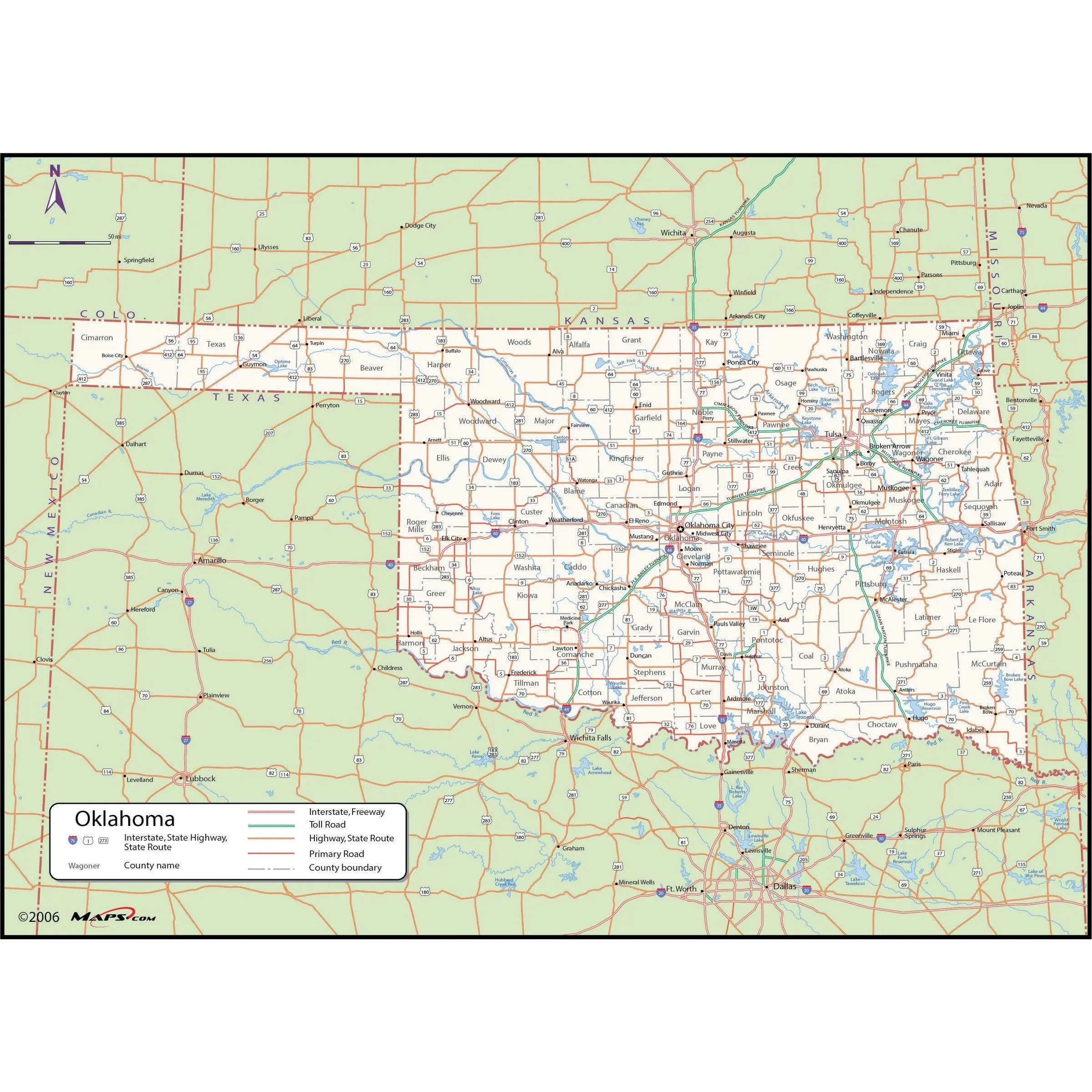 Oklahoma County Wall Map