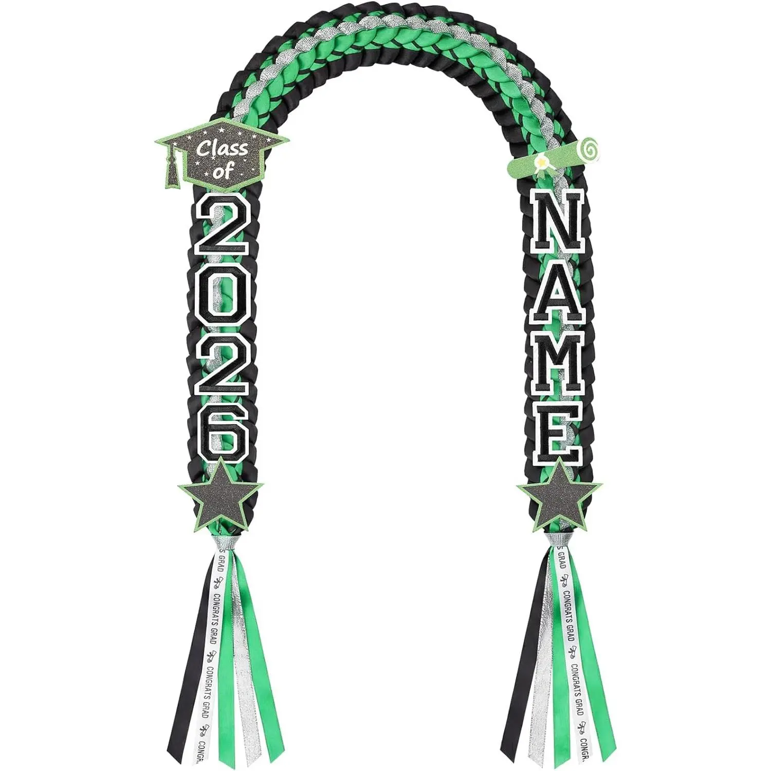 Braided Graduation Lei for Class of 2026, DIY Personalized Name Necklace in Polyester, Graduation-Themed Gift for Men & Women, Graduation-Themed Necklaces, Personalized Name Necklaces