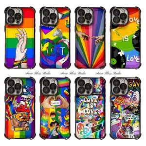 Love Is Love Pride Rainbow LGBT Phone Cases For iPhone 17 Promax Air 16 15 14 Pro Max Plus 13 12 11 Black Transparent Electroplate TPU Shockproof Protective Cover Gifts For Birthday Valentine Christmas Thanksgiving Halloween