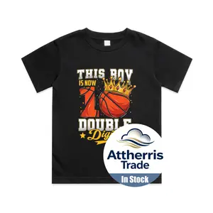 This Boy Double Digits Ten Basketball 10 Year Old Birthday Cotton T-shirt, Graphic Print Round Neck Short Sleeve Casual Tee for Boys Girls