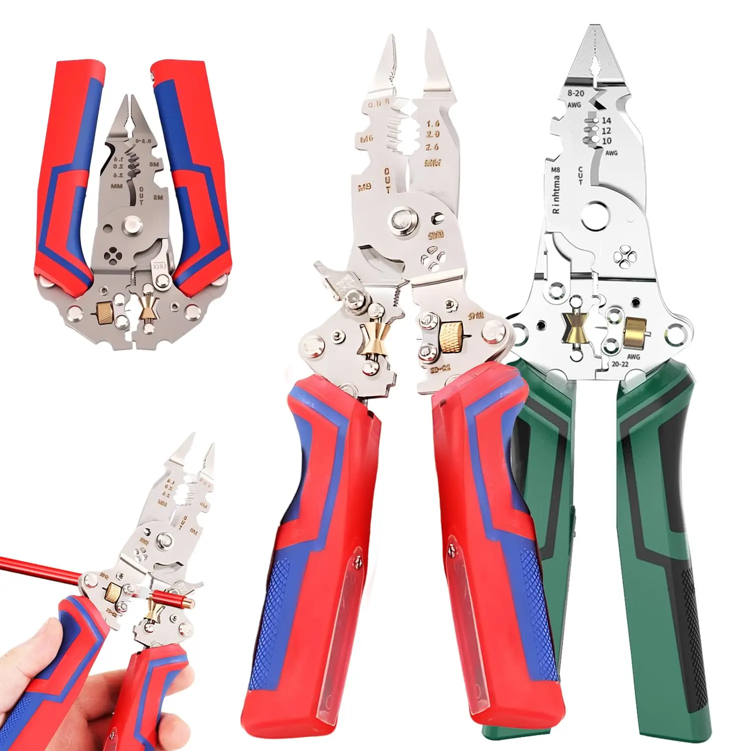 14-in-1 Wire Stripping Pliers with Built-in Voltage Detector, Electrical Wire Stripper & Cutter, Multi-Function Electrician Tool for Home Wiring & Professional Use tester dc crimper side cutter