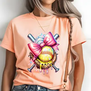 Dripping Softball Glove with Pink Ball Direct To Film Print, DTF Print, Ready To Press Print For T-shirts