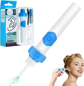 Electric Ear Wax Removal Tool with Vibration Suction, Ear Wax Vacuum Cleaner, Soft Silicone Spoon with 2 Washable Replaceable Tips Ear Cleaning for Family, Portable Case