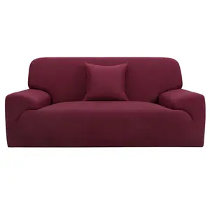 Unique Bargains Stretch Sofa Cover Couch Covers Solid Classic for Sofas Loveseat Armchair Universal Elastic Polyester Furniture with One Pillowcase