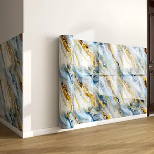 Marble Tile Wall Stickers, Self-Adhesive Waterproof Wallpaper, Anti-Static Xpe Material, Easy Home Installation, Suitable for Kitchen, Bathroom & Living Room