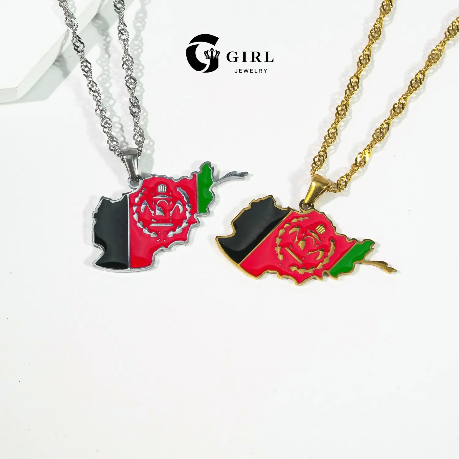 GGIRL Stainless Steel Afghanistan Map Necklace Couple Style Ethnic Style Popular Personality Dripping Titanium Steel Accessories