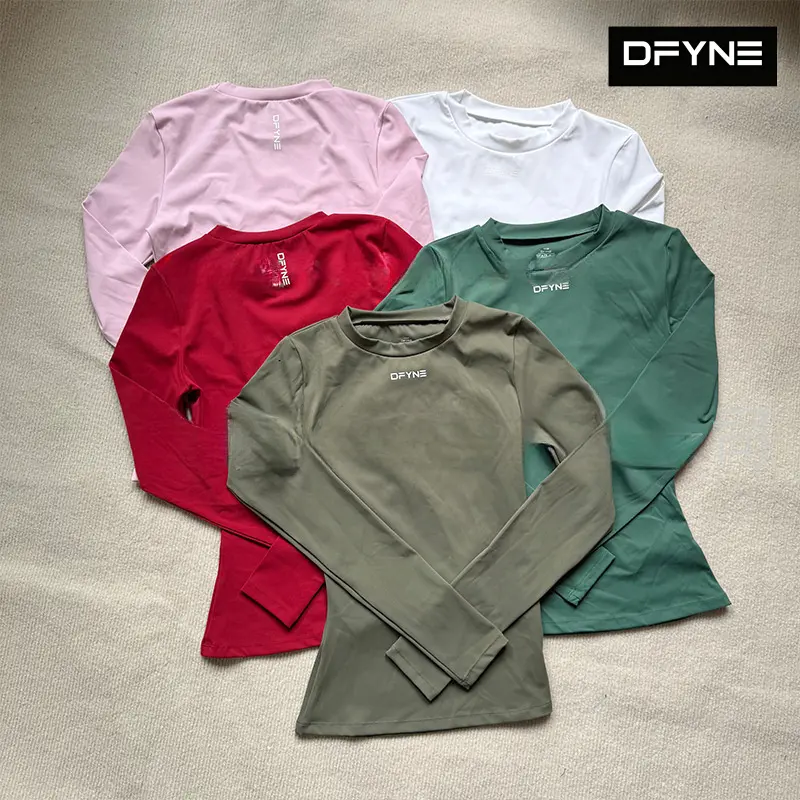 DFYNE Women's Long Sleeve Compression Yoga Top - Soft, Stretchable, Breathable, Lightweight Quick-Dry Female Workout Top for Gym & Athleisure, Workout Gear