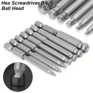 1 Set Ball End Hex Screwdriver Bit Set, Magnetic Hexagon Head Allen Wrench Metric Screw Driver Drill Tip Adapter, Precision Bat Tool, Ball End Hex Allen Wrench Drill Bit Key Set