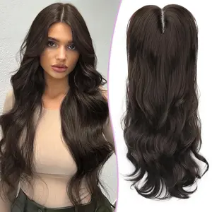 [AISI HAIR] Dark Brown Curls Long Synthetic Hair Topper for Women with Thinning 3D 360° Cover Clip in  Bangs