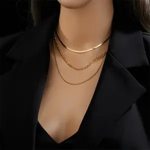 3Pcs Layerable Gold Chain Set | Versatile Stackable Necklaces for Daily Wear | Trendy Layered Jewelry for Minimalist & Boho Lovers | Perfect Gift Choice