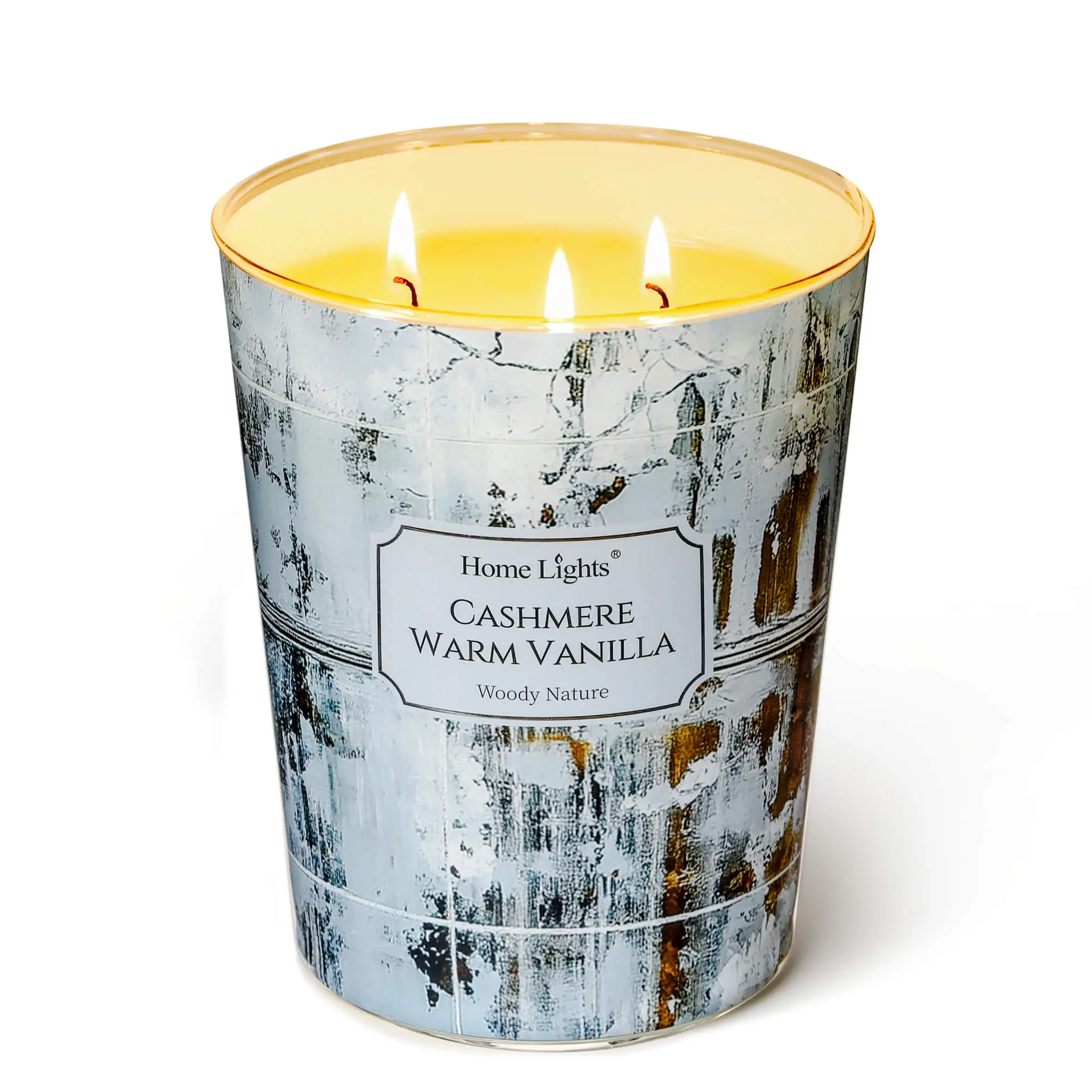 HomeLights Balsam Cedarwood Scented Candles | 34oz Soy Candles Industrial Chic 3-Wick Large Candle Jars-Woody