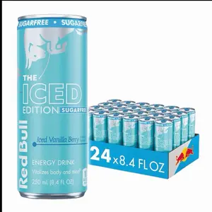 Red Bull Iced Edition Iced Vanilla Berry 24 Pack 8.4 Fl Oz Cans Smooth Refreshing Flavor with Caffeine & B Vitamins for Anytime Energy Boost Beverage - Sport