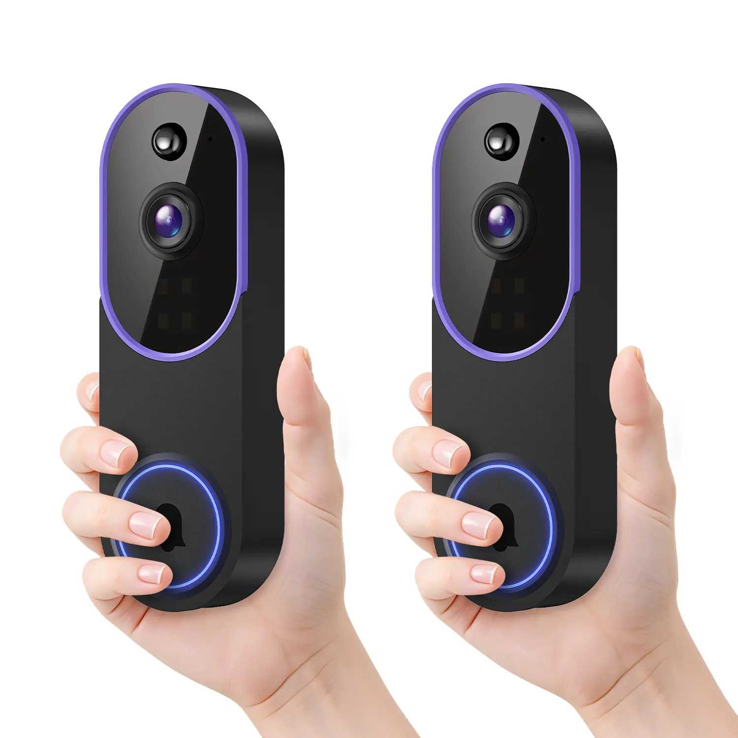 2PC 1080P Wireless Video Doorbell Camera, Smart AI Human Detection, FHD Live View, Cloud Storage, Night Vision, Two Way Audio, Instant Alert, 2.4G WiFi Only, Indoor/Outdoor Surveillance Cam for Home Security System