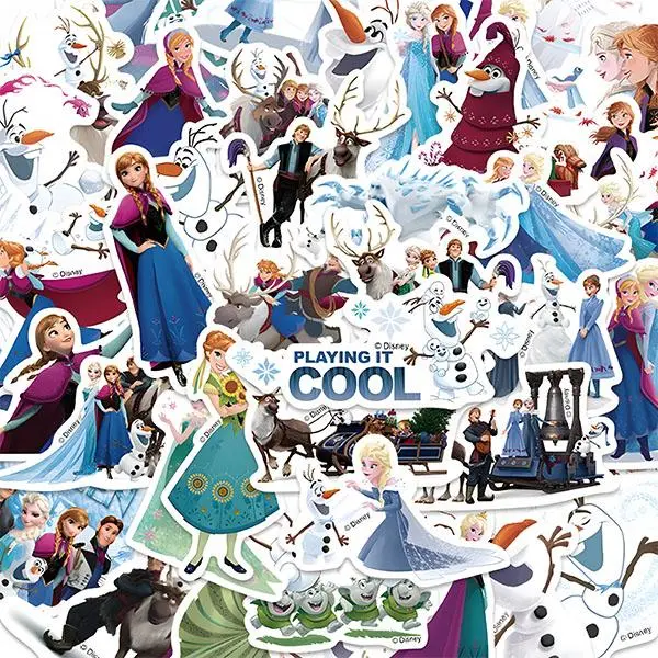 Disney Frozen 50-Count Waterproof Removable Vinyl Sticker Set, Multi-Surface Decor for Water Bottles, Laptops, Luggage - No Endless Fun Toy for Kids & Girls (Scrapbooking, DIY Supplies), Stickers