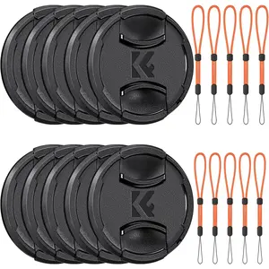 K&F Concept 67mm Front Lens Cap Cover Kit, 10 Pack Non-Spring Center Pinch Lens Cover + 10 Pack Anti-Loss Keeper Compatible with Canon, Nikon, Sony, Fujifilm Camera Lenses with 67mm Thread