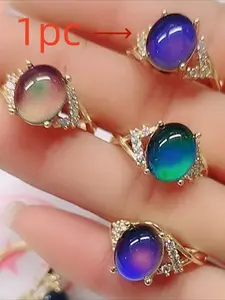 1pc Creative Temperature-sensitive Color Changing Ring, Suitable for Party Banquet Daily Wear Adjustable Opening Adjustable Rings