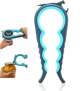 Jar Opener Bottle Opener and Can Opener for Weak hands, Seniors with Arthritis and Anyone with Low Strength, Mutil Jar Opener Get Lids Off Easily (Blue and Grey)