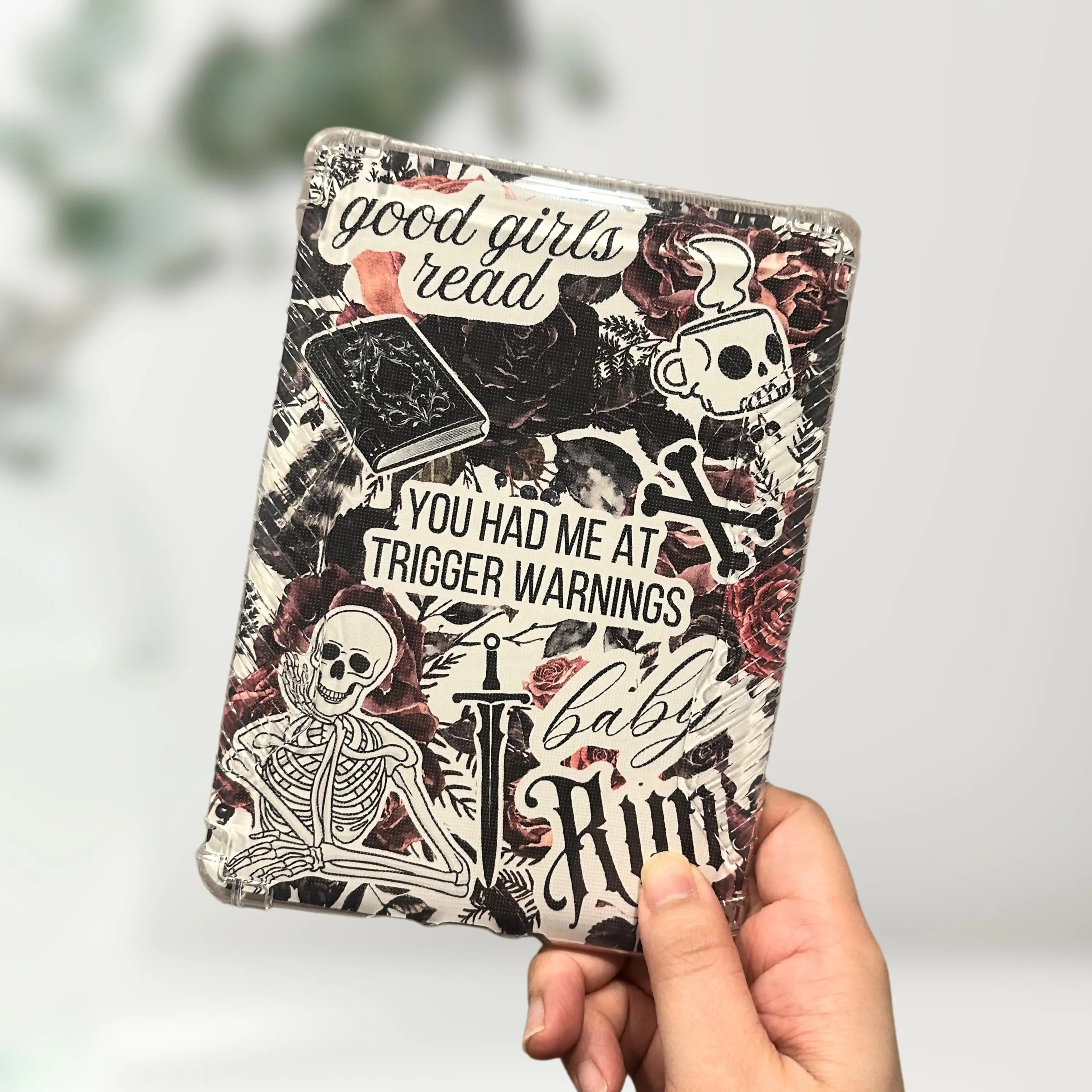 Dark Romance Theme Kindle Clear Case Insert Spicy Book Smut Readers Ereader Insert Dark Floral Skull Aesthetic Gothic Dark Academia