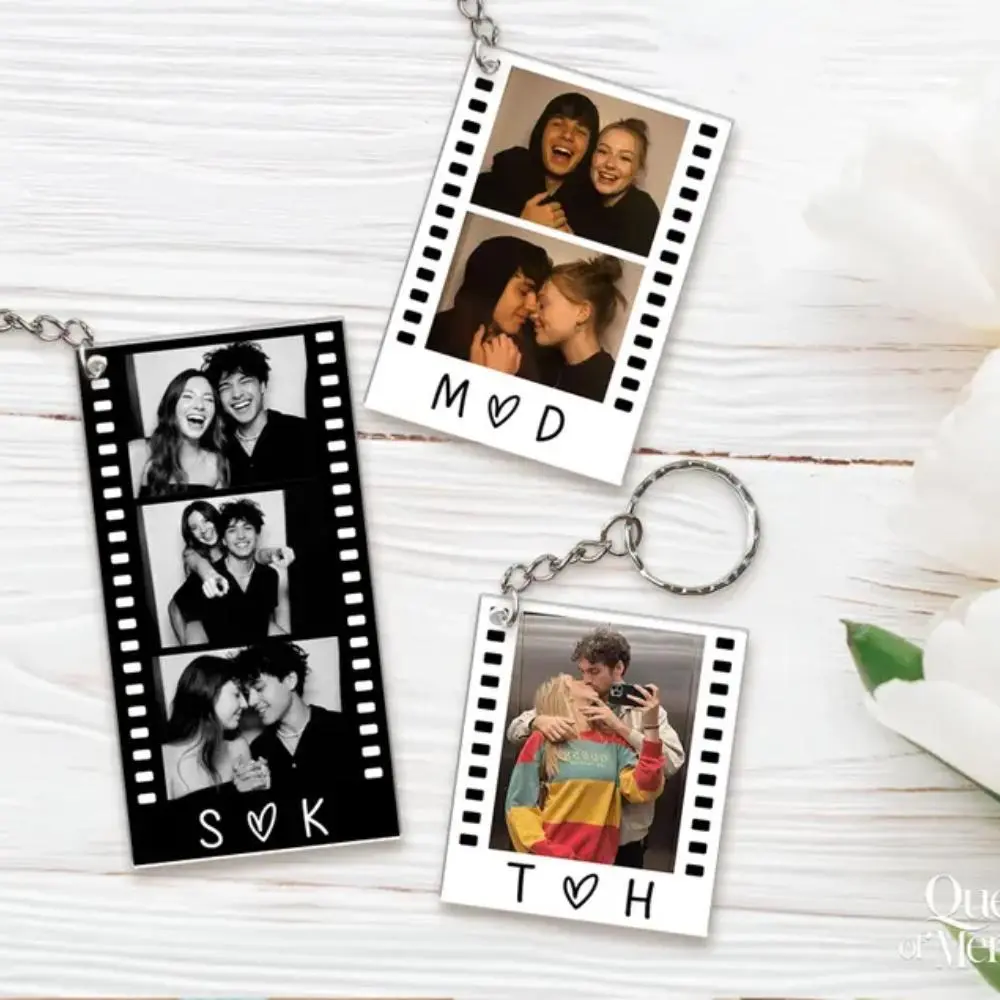 Custom Couple Photo Strip Keychain, Valentines Day Gift For Him Her, Couples Gift, Personalized Photo Key Ring, Boyfriend Gift