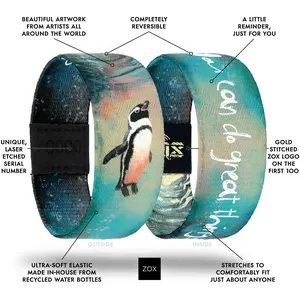 Penguin Bracelet NFC Daily Inspirational Affirmation Bracelet for Women & Men, New Message Every Tap, Choose Your Topic, Waterproof Reversible Recycled