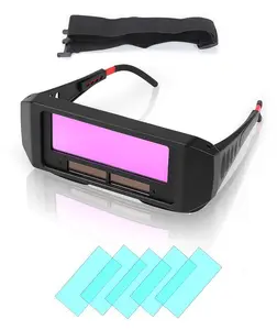 1PCS/2PCS set of welding safety goggles with solar automatic dimming, equipped with 5 protective lenses