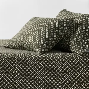 Queen Ultra Soft Flannel Sheet Set Green Geo - Threshold