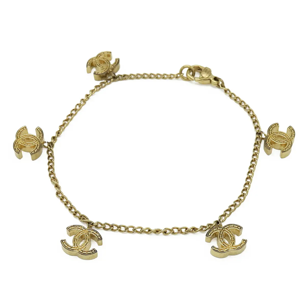 Pre-owned CHANEL Gold-plated Small Leather Goods Matelasse Coco Mark Bracelet