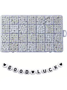 1400pcs Letter Beads 4x7mm, 28 Grid Box, Ideal for Bracelets, Jewelry, Keychains, Craft Accessories, Fashion Gifts